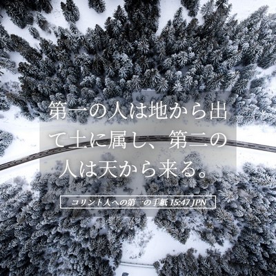 Picture 05 - コリント人への第一の手紙 15:47 JPN - 第一の人は地から出て土に属し、第 - Bible Verse Picture