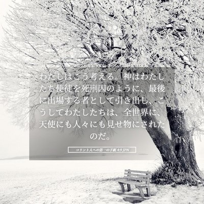 Picture 05 - コリント人への第一の手紙 4:9 JPN - わたしはこう考える。神はわたした - Bible Verse Picture