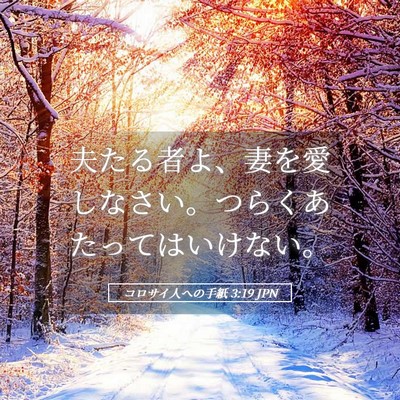 Picture 05 - コロサイ人への手紙 3:19 JPN - 夫たる者よ、妻を愛しなさい。つら - Bible Verse Picture