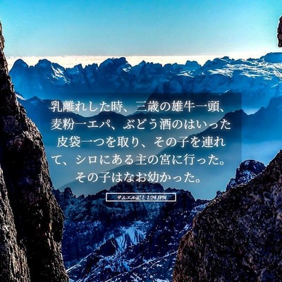 Picture 05 - サムエル記上 1:24 JPN - 乳離れした時、三歳の雄牛一頭、麦 - Bible Verse Picture