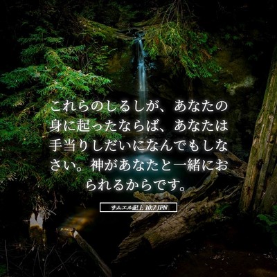 Picture 05 - サムエル記上 10:7 JPN - これらのしるしが、あなたの身に起 - Bible Verse Picture