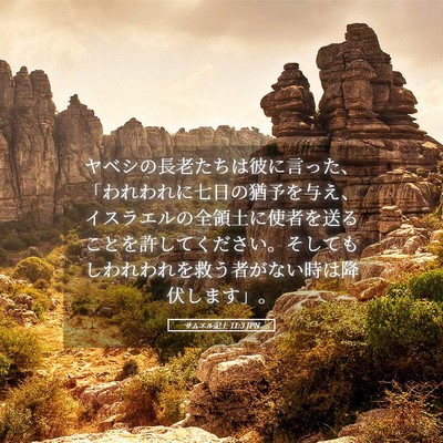 Picture 05 - サムエル記上 11:3 JPN - ヤベシの長老たちは彼に言った、「 - Bible Verse Picture