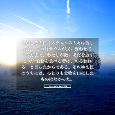 Picture 05 - サムエル記上 14:24 JPN - しかしその日イスラエルの人々は苦 - Bible Verse Picture