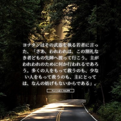 Picture 05 - サムエル記上 14:6 JPN - ヨナタンはその武器を執る若者に言 - Bible Verse Picture