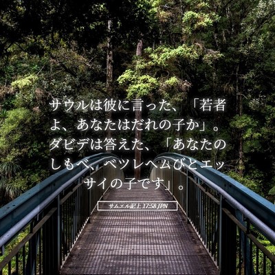 Picture 05 - サムエル記上 17:58 JPN - サウルは彼に言った、「若者よ、あ - Bible Verse Picture