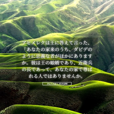Picture 05 - サムエル記上 22:14 JPN - アヒメレクは王に答えて言った、「 - Bible Verse Picture