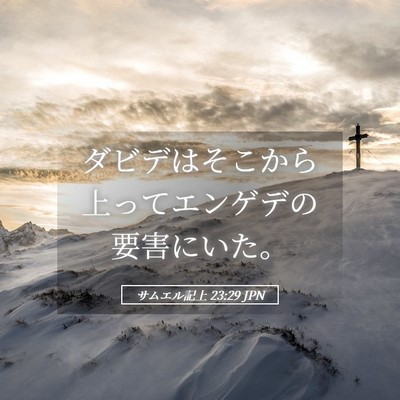 Picture 05 - サムエル記上 23:29 JPN - ダビデはそこから上ってエンゲデの - Bible Verse Picture
