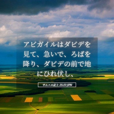 Picture 05 - サムエル記上 25:23 JPN - アビガイルはダビデを見て、急いで - Bible Verse Picture
