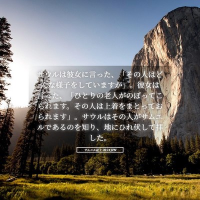 Picture 05 - サムエル記上 28:14 JPN - サウルは彼女に言った、「その人は - Bible Verse Picture