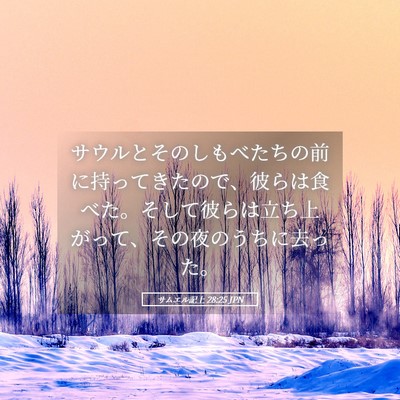Picture 05 - サムエル記上 28:25 JPN - サウルとそのしもべたちの前に持っ - Bible Verse Picture