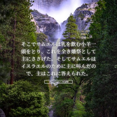 Picture 05 - サムエル記上 7:9 JPN - そこでサムエルは乳を飲む小羊一頭 - Bible Verse Picture