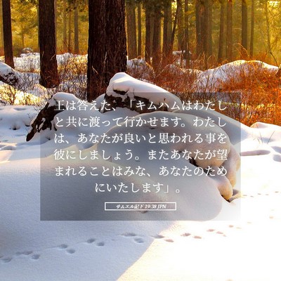 Picture 05 - サムエル記下 19:38 JPN - 王は答えた、「キムハムはわたしと - Bible Verse Picture