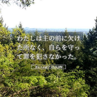 Picture 05 - サムエル記下 22:24 JPN - わたしは主の前に欠けた所なく、自 - Bible Verse Picture
