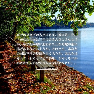 Picture 05 - サムエル記下 24:13 JPN - ガデはダビデのもとにきて、彼に言 - Bible Verse Picture