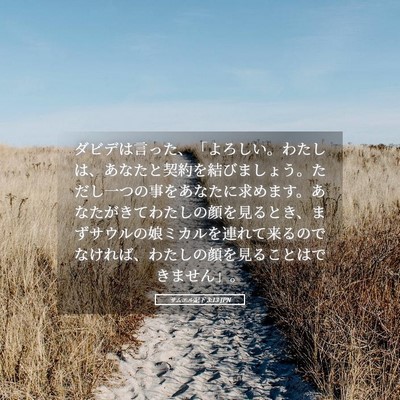Picture 05 - サムエル記下 3:13 JPN - ダビデは言った、「よろしい。わた - Bible Verse Picture