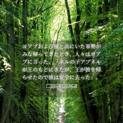 Picture 05 - サムエル記下 3:23 JPN - ヨアブおよび彼と共にいた軍勢がみ - Bible Verse Picture