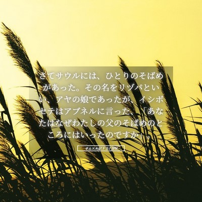 Picture 05 - サムエル記下 3:7 JPN - さてサウルには、ひとりのそばめが - Bible Verse Picture