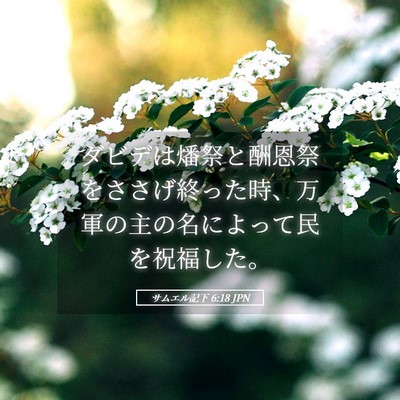 Picture 05 - サムエル記下 6:18 JPN - ダビデは燔祭と酬恩祭をささげ終っ - Bible Verse Picture