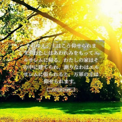 Picture 05 - ゼカリヤ書 1:16 JPN - それゆえ、主はこう仰せられます、 - Bible Verse Picture