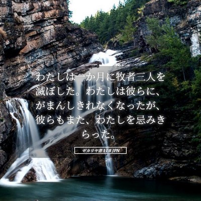 Picture 05 - ゼカリヤ書 11:8 JPN - わたしは一か月に牧者三人を滅ぼし - Bible Verse Picture