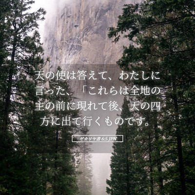 Picture 05 - ゼカリヤ書 6:5 JPN - 天の使は答えて、わたしに言った、 - Bible Verse Picture