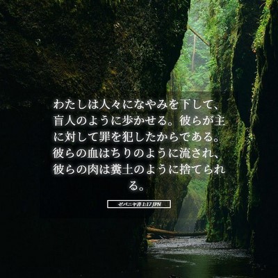 Picture 05 - ゼパニヤ書 1:17 JPN - わたしは人々になやみを下して、盲 - Bible Verse Picture