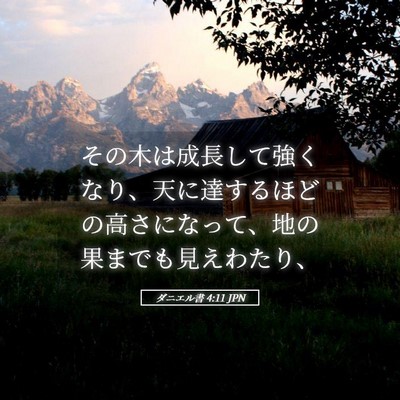 Picture 05 - ダニエル書 4:11 JPN - その木は成長して強くなり、天に達 - Bible Verse Picture