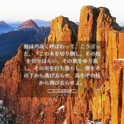 Picture 05 - ダニエル書 4:14 JPN - 彼は声高く呼ばわって、こう言った - Bible Verse Picture