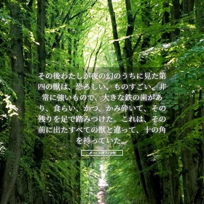 Picture 05 - ダニエル書 7:7 JPN - その後わたしが夜の幻のうちに見た - Bible Verse Picture