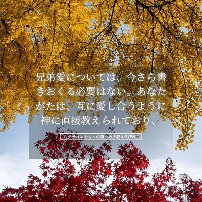 Picture 05 - テサロニケ人への第一の手紙 4:9 JPN - 兄弟愛については、今さら書きおく - Bible Verse Picture