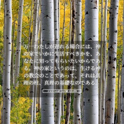 Picture 05 - テモテヘの第一の手紙 3:15 JPN - 万一わたしが遅れる場合には、神の - Bible Verse Picture