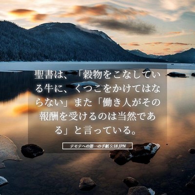 Picture 05 - テモテヘの第一の手紙 5:18 JPN - 聖書は、「穀物をこなしている牛に - Bible Verse Picture