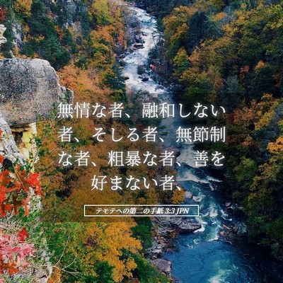 Picture 05 - テモテヘの第二の手紙 3:3 JPN - 無情な者、融和しない者、そしる者 - Bible Verse Picture