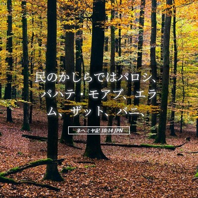 Picture 05 - ネヘミヤ記 10:14 JPN - 民のかしらではパロシ、パハテ・モ - Bible Verse Picture