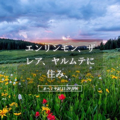 Picture 05 - ネヘミヤ記 11:29 JPN - エンリンモン、ザレア、ヤルムテに - Bible Verse Picture