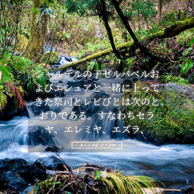 Picture 05 - ネヘミヤ記 12:1 JPN - シャルテルの子ゼルバベルおよびエ - Bible Verse Picture