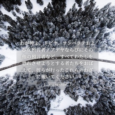 Picture 05 - ネヘミヤ記 6:14 JPN - わが神よ、トビヤ、サンバラテおよ - Bible Verse Picture