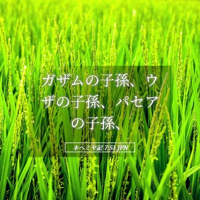 Picture 05 - ネヘミヤ記 7:51 JPN - ガザムの子孫、ウザの子孫、パセア - Bible Verse Picture