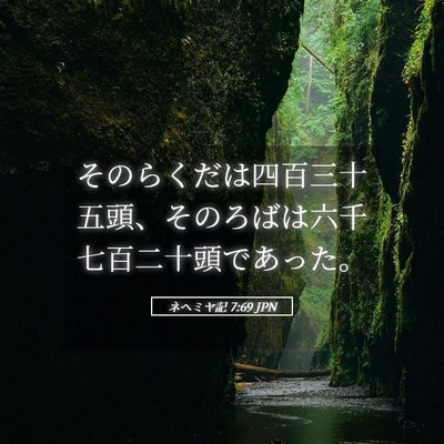 Picture 05 - ネヘミヤ記 7:69 JPN - そのらくだは四百三十五頭、そのろ - Bible Verse Picture