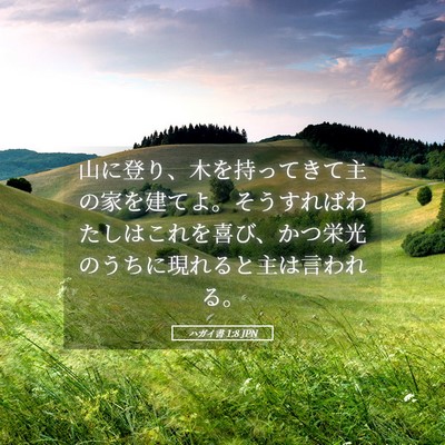 Picture 05 - ハガイ書 1:8 JPN - 山に登り、木を持ってきて主の家を - Bible Verse Picture