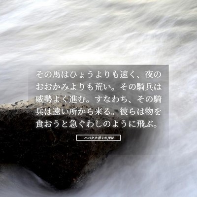 Picture 05 - ハバクク書 1:8 JPN - その馬はひょうよりも速く、夜のお - Bible Verse Picture