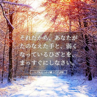 Picture 05 - ヘブル人への手紙 12:12 JPN - それだから、あなたがたのなえた手 - Bible Verse Picture