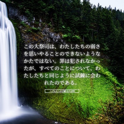 Picture 05 - ヘブル人への手紙 4:15 JPN - この大祭司は、わたしたちの弱さを - Bible Verse Picture