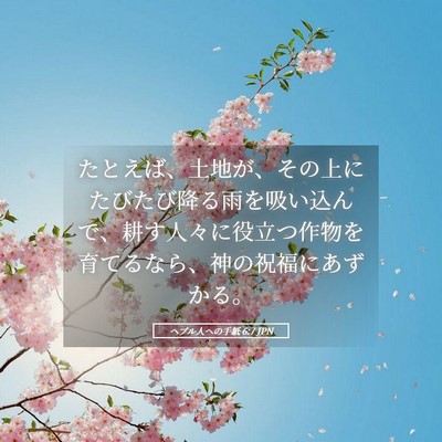 Picture 05 - ヘブル人への手紙 6:7 JPN - たとえば、土地が、その上にたびた - Bible Verse Picture