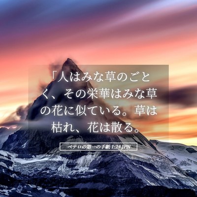 Picture 05 - ペテロの第一の手紙 1:24 JPN - 「人はみな草のごとく、その栄華は - Bible Verse Picture