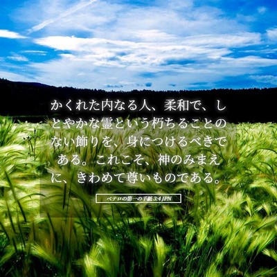 Picture 05 - ペテロの第一の手紙 3:4 JPN - かくれた内なる人、柔和で、しとや - Bible Verse Picture