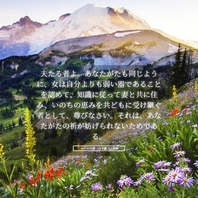 Picture 05 - ペテロの第一の手紙 3:7 JPN - 夫たる者よ。あなたがたも同じよう - Bible Verse Picture