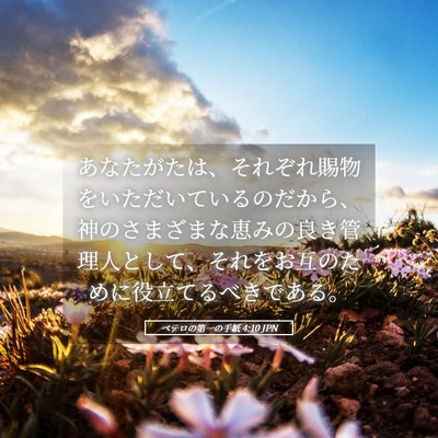 Picture 05 - ペテロの第一の手紙 4:10 JPN - あなたがたは、それぞれ賜物をいた - Bible Verse Picture