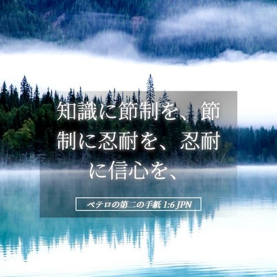 Picture 05 - ペテロの第二の手紙 1:6 JPN - 知識に節制を、節制に忍耐を、忍耐 - Bible Verse Picture