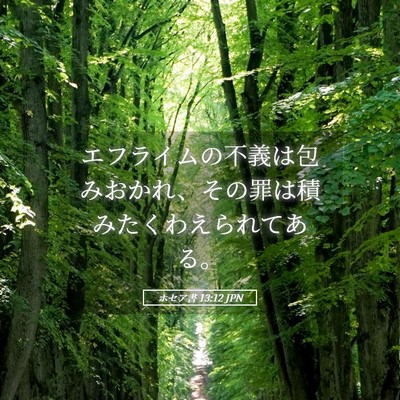Picture 05 - ホセア書 13:12 JPN - エフライムの不義は包みおかれ、そ - Bible Verse Picture